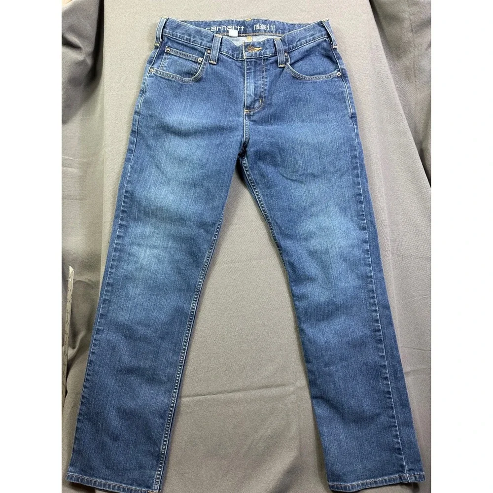 Carhartt Relaxed Fit Straight Leg Jeans Men's 31x30 Medium Wash Blue Denim - Picture 12 of 14
